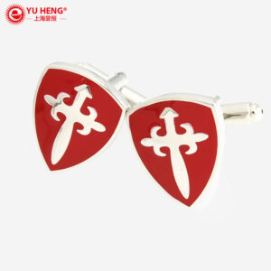 YH-1304 Enamel Shield Sword Shaped Cufflinks