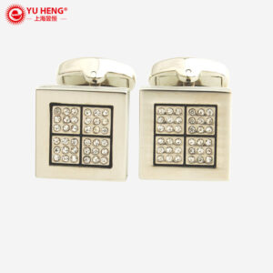 YH-2464 Square Rhinestones Square Enamel Cufflinks