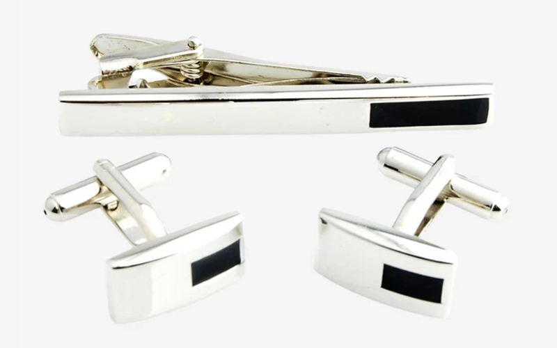 matching cufflinks and tie clips