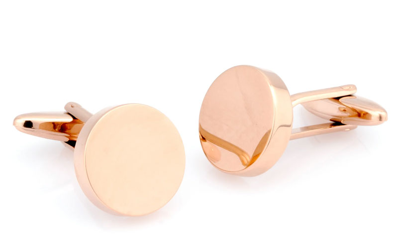 round shape mens rose gold cufflinks