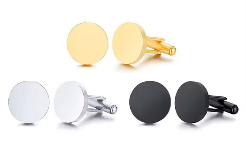 stainless steel and brass round cufflinks